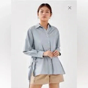 Love Bonito &REA Sana Relaxed Ribbon Tie  Shirt in Blue
